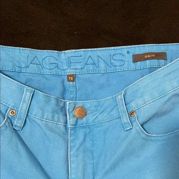 Jag Jeans Vibrant Blue Slim Fit Long Bermuda Short Capri style Size 16 - Picture 2 of 8